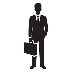 Professional Businessman Silhouette Illustration Holding Briefcase Elegant Design