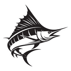 Marlin Fish Silhouette Vector Jumping Illustration for Graphic Design
