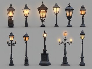 Vintage street lamps collection