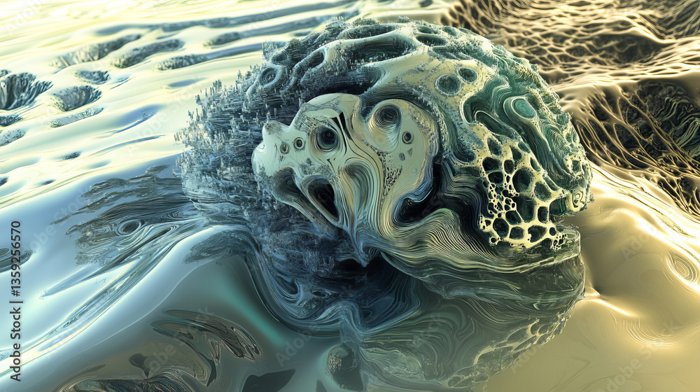 Poster artificial intelligence. digital brain. computer mind. 3d illustration of a cyber-future. neural cir