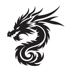 Powerful Dragon Silhouette Vector Illustration Mythical Creature Design Element