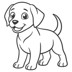 Cute Puppy Illustration, Cartoon Dog Character, Happy Pet Animal, Outline Style, Simple Lineart