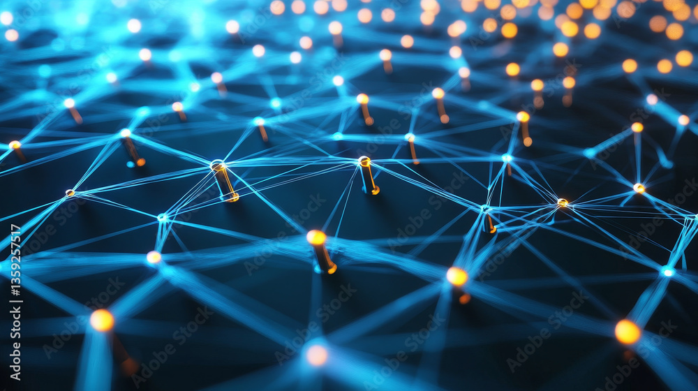 Poster artificial intelligence and wireless technology. global digital network. internet data security. 3d 