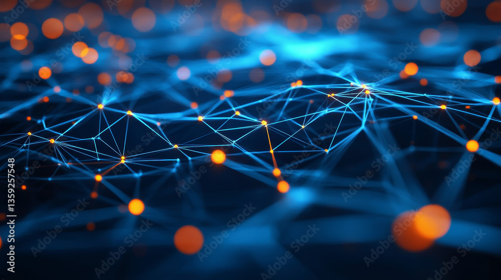 Poster artificial intelligence and wireless technology. global digital network. internet data security. 3d 