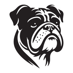 Silhouette Bulldog Head Vector Graphic Illustration for Mascot Design