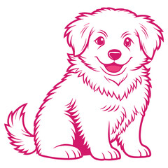 Cartoon Fluffy Dog Smiling Isolated, Cheerful Puppy, Cute Mascot, Animal