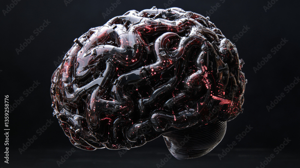 Poster artificial intelligence. high speed data stream. big data concept. computer mind and quantum archite