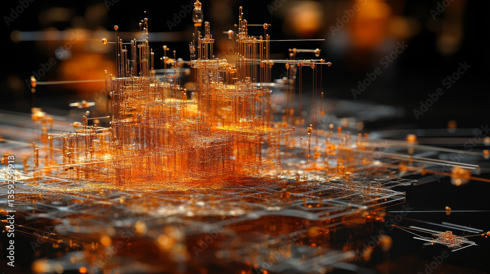 Poster artificial intelligence. high speed data stream. big data concept. computer mind and quantum archite