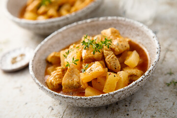 Chicken ragout with pineapple