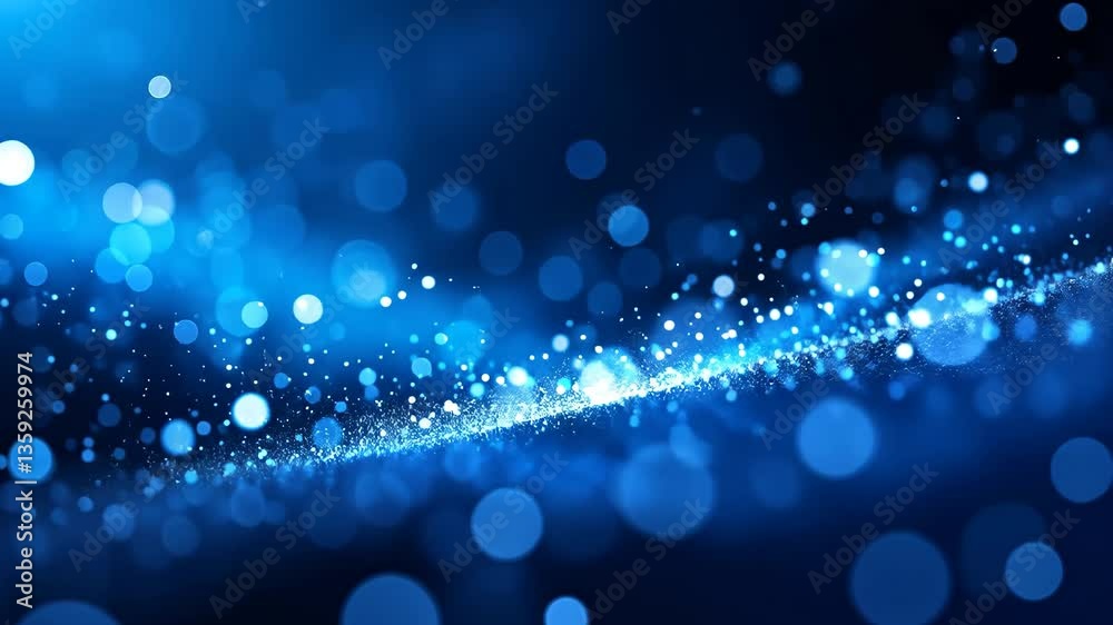 Wall mural abstract blue bokeh background with floating particles and blurred effect
