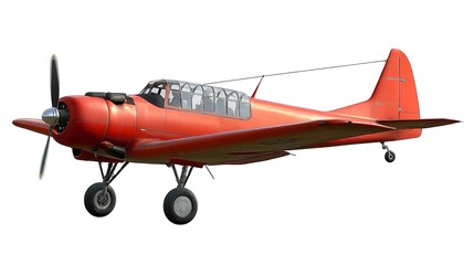 Vintage Propeller Airplane Isolated on White Background &ndash; Classic Aviation Aircraft