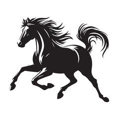 Majestic Stallion Black Silhouette Illustration Vector Image for Equine Enthusiasts