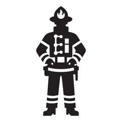 Brave Firefighter Silhouette Vector Graphic for Emergency Services and Heroism