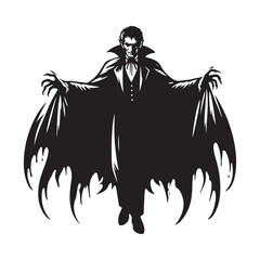 Classic Dracula Vampire Silhouette Vector Illustration for Halloween Designs