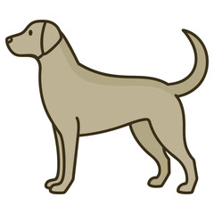 Standing Dog Illustration, Brown Outline. Simple, Minimalist Design, Cute, Pet Animal