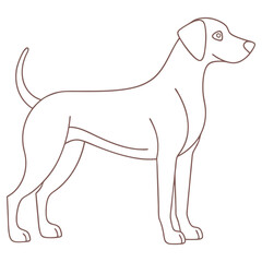 Contour of a standing dog, side view, in simple style, neutral backdrop