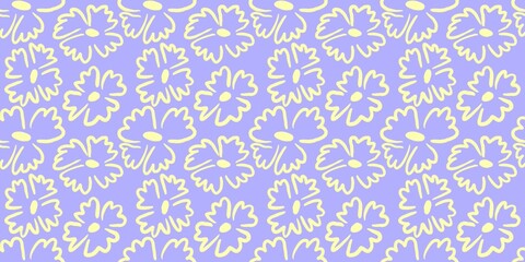 seamless pattern with flowers on purple background