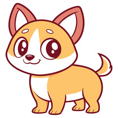 Cute Cartoon Dog Orange and White Puppy with Black Outline Design