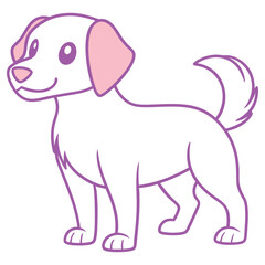 Cute Cartoon Dog Standing Isolated on White. Smiling Pet Animal with Funny Face