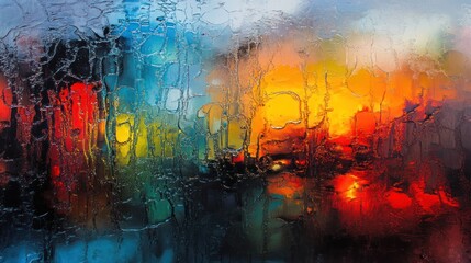 Fototapeta premium An abstract painting featuring a vibrant display of various warm colors