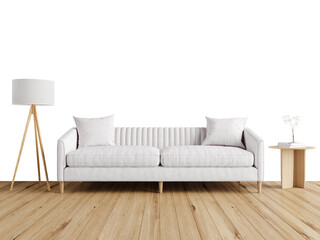 Free PNG wallpaper mockup Modern and Minimalist Living Room with White Sofa in Interior Living Room, 3D rendering