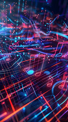 Obraz premium Visual Representation of 3D Space Music Download Concept in Bright Hues