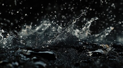 Dark Water Splashes: A Dynamic Abstract of Water Droplets