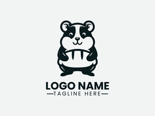 Cartoon Hamster Holding Bread Cute Food Mascot Logo Design, Cute Hamster Bread Food Logo