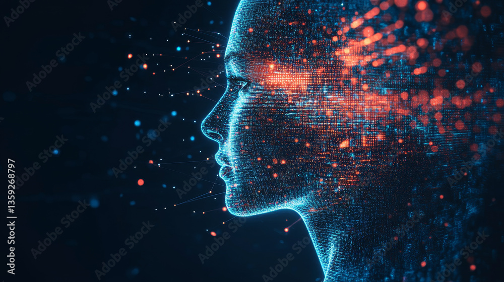 Poster big data concept. digital neural network. introduction of artificial intelligence. cyberspace of fut