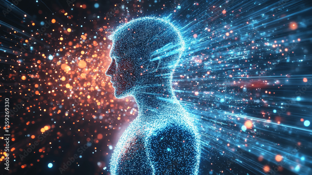 Poster big data concept. digital neural network. introduction of artificial intelligence. cyberspace of fut