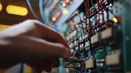 Close-up of a Hand Working on an Electronic Circuit Board