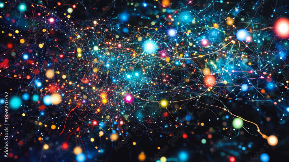 Poster artificial intelligence. digital neural network based on the human brain. computer mind of the futur