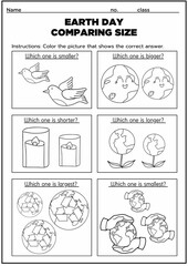 Engaging Earth Day comparing size worksheet for kindergarten! Kids practice big vs. small and ordering sizes with fun eco-friendly objects. Great for early math skills, sorting, and hands-on learning!