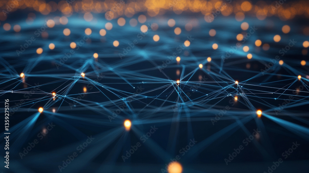 Poster neural network, abstract digital concept. cyber technologies and data security. polygon network and 