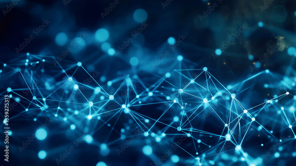 Poster neural network, abstract digital concept. cyber technologies and data security. polygon network and 