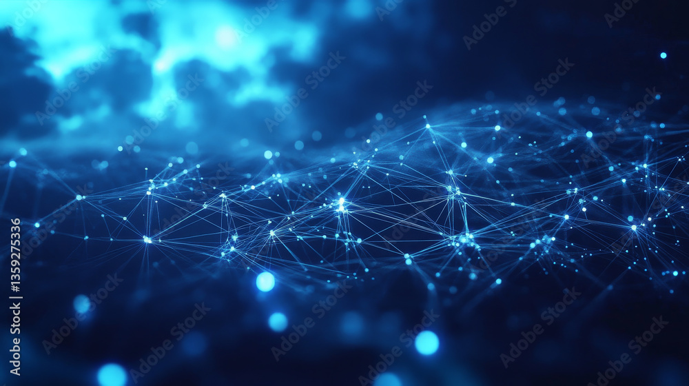Poster neural network, abstract digital concept. cyber technologies and data security. polygon network and 