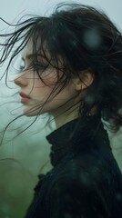 Melancholy in the Mist: A young woman is immersed in the atmospheric embrace of the mist, with her face in profile, capturing a sense of solitude and contemplation.