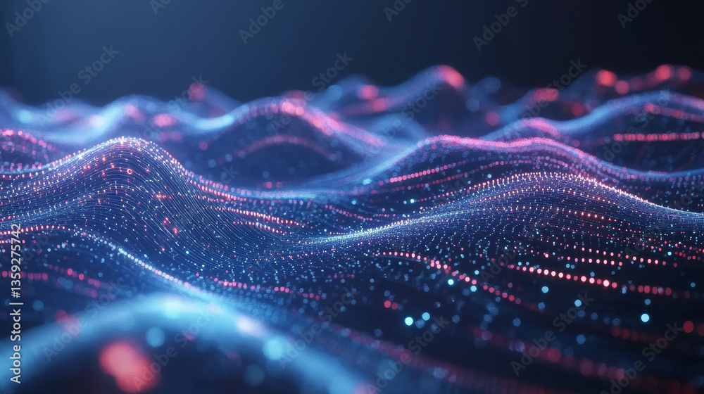 Poster cyberspace of high-tech cubes. blockchain technology and big data logistics. 3d illustration of an a