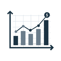 Business chart with growth bars and dollar symbol