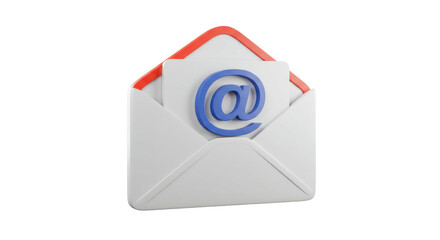 Isolated 3D Email Envelope Icon with At Symbol