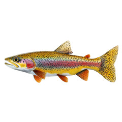 Fototapeta premium Graceful rainbow trout swimming in pristine waters captured in its natural habitat with vibrant colors and patterns white isolate background