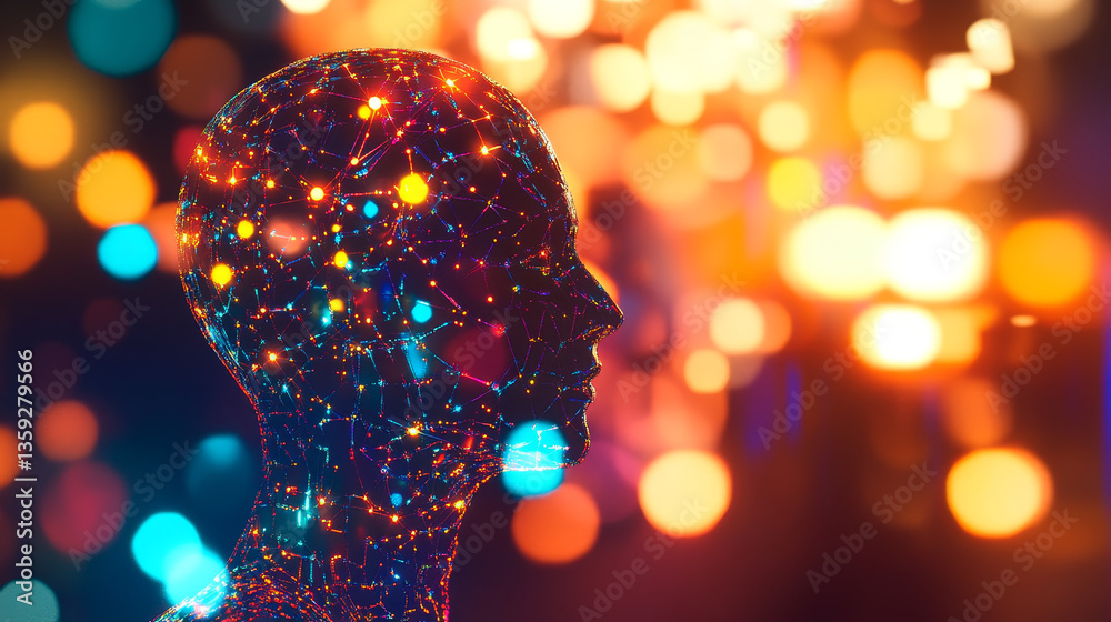 Poster artificial neural network. big data concept. artificial intelligence in the technology of the future