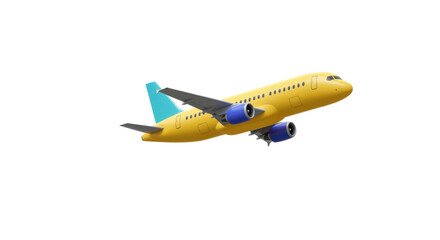 Isolated Yellow Airplane Taking Off Representing Travel and Adventure