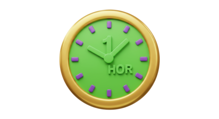 Isolated Wall Clock Showing One O'Clock with 'HOR' Text