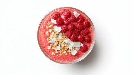 Refreshing melon and raspberry smoothie bowl with granola and coconut for a healthy breakfast