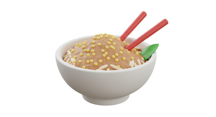 Isolated Bowl of Noodles with Chopsticks Representing Asian Cuisine