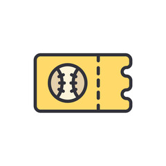 Baseball ticket colored icons, minimalist vector illustration ,simple transparent graphic element .Isolated on white background