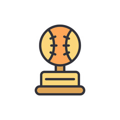 Baseball trophy colored icons, minimalist vector illustration ,simple transparent graphic element .Isolated on white background