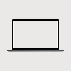 Realistic Laptop vector art mockup with blank white display on white background