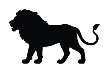 Bold lion silhouette, vector illustration isolated on white background.